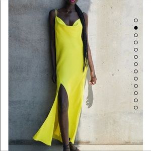 ZARA Neon Yellow/Green Multi-position Strap Dress